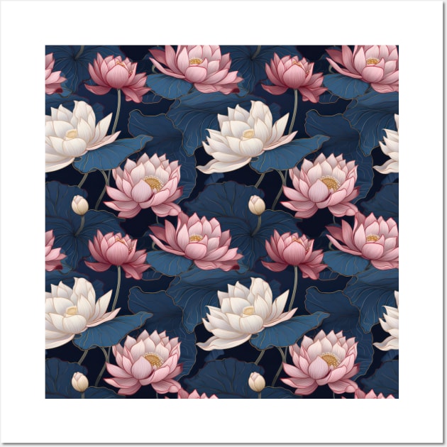 Serenity Blooms: Timeless Lotus Flower Pattern Wall Art by star trek fanart and more
